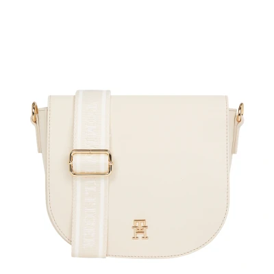 Image of Tommy Hilfiger Logotape Saddle BAG Across body bag, Women&#039;s, Size: One Size, Beige