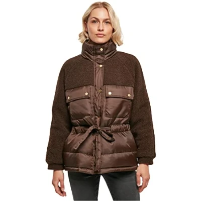 Image of Urban Classics Sherpa MIX Winter jacket, Women&#039;s, Size: Large, Brown