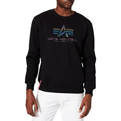 Image of ALPHA INDUSTRIES Men&#039;s Basic Sweater Rainbow Ref Print Sweatshirt for Men (Pack of 1)