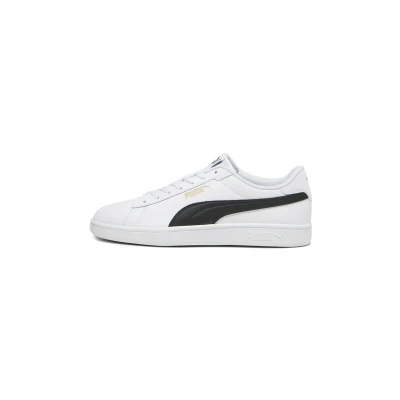 Image of Puma Smash 3.0 Unisex Trainers White black gold, Size: 6, gold leather and imitation