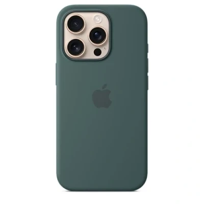 Image of Apple Silicone Back Cover Green MagSafe iPhone 16 Pro