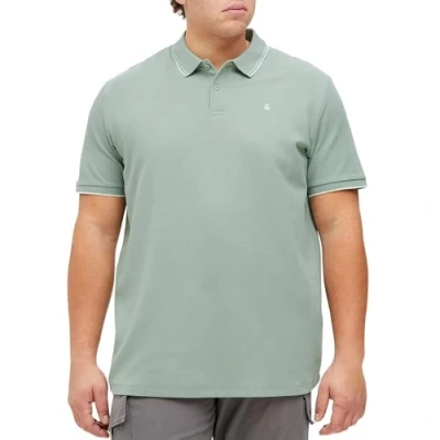 Image of Jack &amp; Jones Plus Men&#039;s Jjeaustin Polo SS Noos Pls Shirt, Light green white, 3XL Große Größen