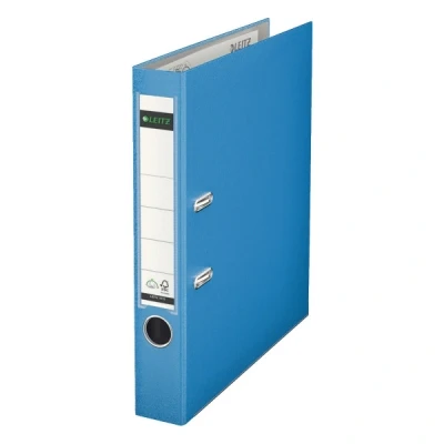 Image of Leitz 10155030 Quality Folder 180 Plastic Pack of 20 A4 Narrow Light Blue 5.2 cm Spine Width Polypropylene Laminated Cover 50 mm