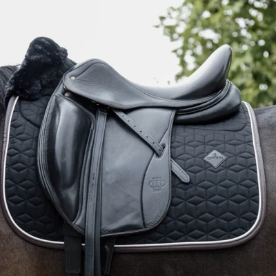 Image of Kentucky Horsewear Skin Friendly Saddle Pad Dressage Star Quilting Black Horse Riding Equestrian