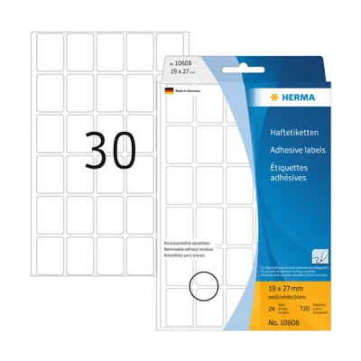Image of Herma Movables 10608 Multi Purpose Labels 19 x 27 mm Removable Matte Paper White Pack of 960