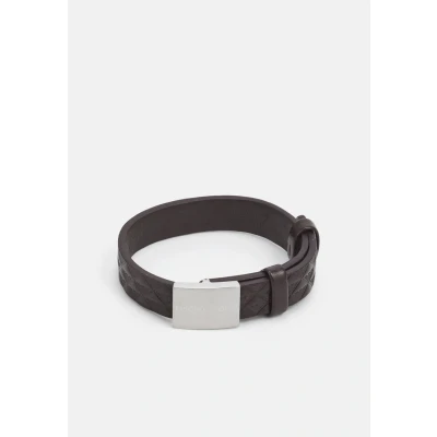 Image of Emporio Armani Men&#039;s Silver Leather Bracelet, EGS3135040, One Size, Leather, No Gemstone