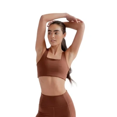 Image of Girlfriend Collective Women&#039;s Tommy Bra, Square neck Sports, Erdfarben, XXL
