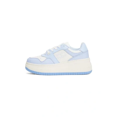 Image of Tommy Jeans Retro Basket Flatform Trainers, Women&#039;s, Size: 6, Sweet blue Leather and textile