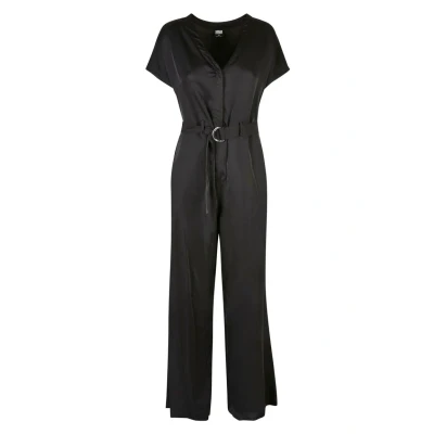 Image of Urban Classics Women&#039;s Ladies Satin Wide Leg Belt Jumpsuit, Black, 5XL