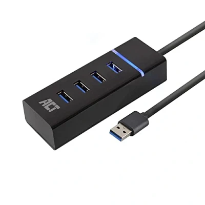 Image of ACT USB Hub 3.0, 4 Port 3.2 5Gbps, with LED Lighting, Plug &amp; Play, for Desktop PC/Notebook AC6300