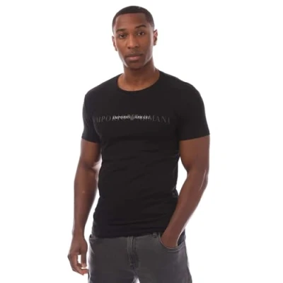 Image of Armani Jeans CORE LOGO CREW Print Tshirt, Men&#039;s, Size: XL, Black