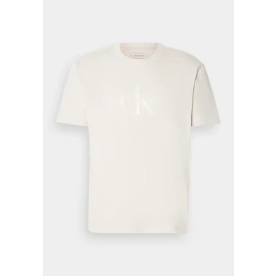 Image of Calvin Klein Jeans Shiny Monologo TEE Print Tshirt, Men&#039;s, Size: Large, Moonbeam