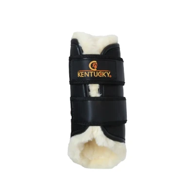 Image of Kentucky Horsewear Turnout Boots Leather Front Black Horse Riding Equestrian