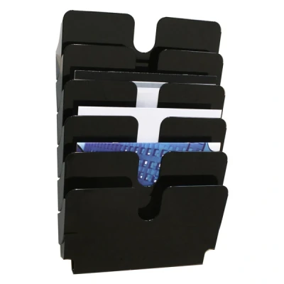 Image of Durable FLEXIPLUS 6 A4 Landscape Literature Holder Black Wall Mounted Document Ideal for Flyers, Brochures, Etc.