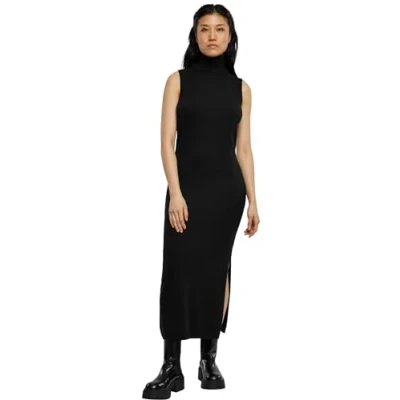 Image of Urban Classics Women&#039;s Ladies Knitted Eco Viscose Turtleneck Dress, Black, XS