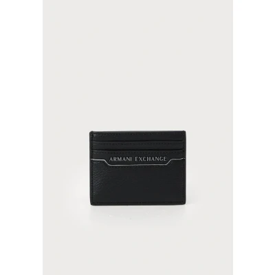 Image of Armani Exchange CARD Holder Unisex Wallet, Size: One Size, Black