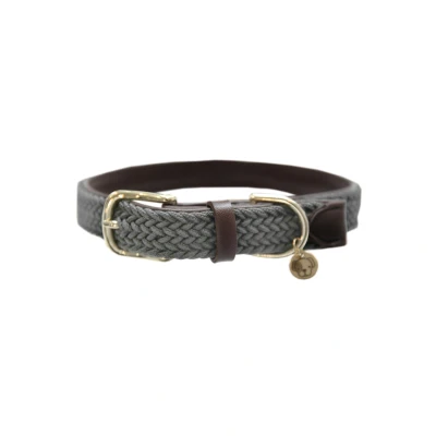 Image of Kentucky Horsewear Plaited Nylon Dog Collar Navy L Horse Riding Equestrian