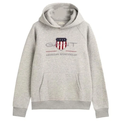 Image of GANT Unisex Children&#039;s Archive Shield Hoodie, Light Grey Mix, 134 140