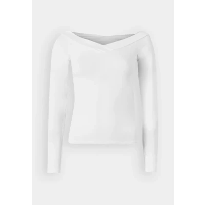 Image of Pieces Pcmaliva OFF Shoulder Vneck Long sleeved top, Women&#039;s, Size: Medium, Bright white