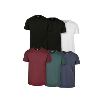 Image of Urban Classics TEE 6PACK Basic Tshirt, Men&#039;s, Size: Small, blk wht rdwn bttlgrn nvy