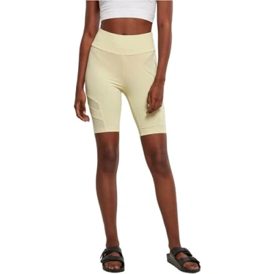 Image of Urban Classics Women&#039;s Ladies High Waist Tech Mesh Cycle Shorts Yoga, Softyellow, 4XL