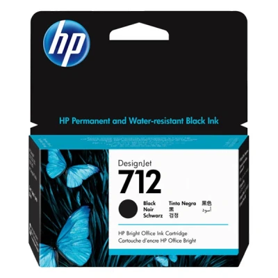 Image of HP 712 3ED70A Black 38 ml Genuine Ink Cartridge with Original Ink, for DesignJet T650, T630, T250, T230 &amp; Studio Large Format Plotter Printers and 713 Printhead