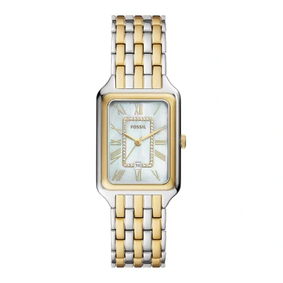 Image of Fossil Raquel Watch for Women, Quartz Three Hand Movement with Stainless Steel Strap, Silver Tone and Gold Tone, 26 mm, Medium (26mm)
