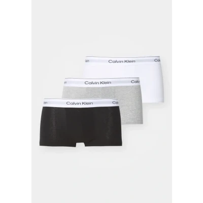 Image of Calvin Klein Underwear LOW RISE Trunk ICON 3 PACK Pants, Men&#039;s, Size: Small, Grey heather/white/black