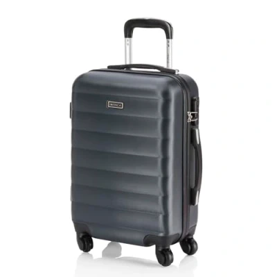 Image of ITACA Rigid Cabin Suitcase Travel Small with Wheels ABS Hand Luggage Case Telescopic Handle Lightweight Carry on TSA Combination Lock, Anthracite