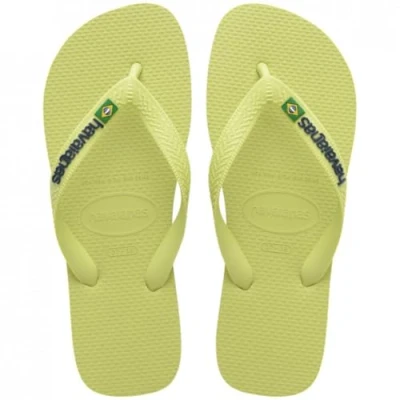 Image of Havaianas Brasil LOGO Buttercream Unisex Tbar sandals, Size: 9 10, Matcha green Synthetics