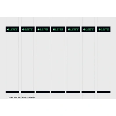 Image of Leitz PC Printable Spine Labels for Plastic 50 mm Lever Arch Files, Narrow and Short, 31 x 190 mm, Card, 16810085 Pack of 100 Grey/light grey