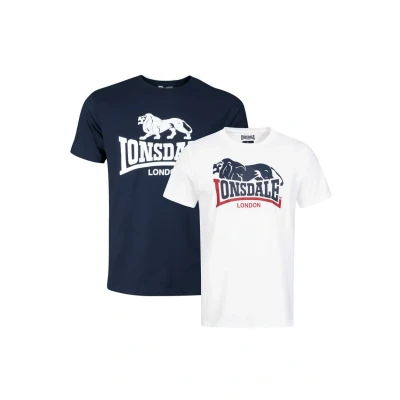 Image of Lonsdale 2 PACK Print Tshirt, Men&#039;s, Size: 4XL, White/navy