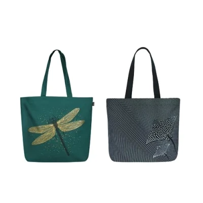 Image of Ecoright Large Canvas Tote Bags for Women, with Inner Pocket, Reusable Bag Zip School, Work, Shopping, Beach, Green, One Size, Green