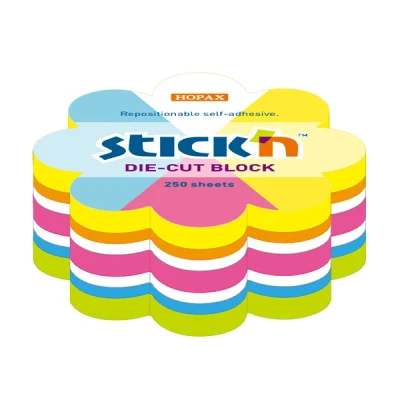 Image of Stick&#039;n Die Cut assorted neon flower notes, 61mm x 70mm (250 sheets)