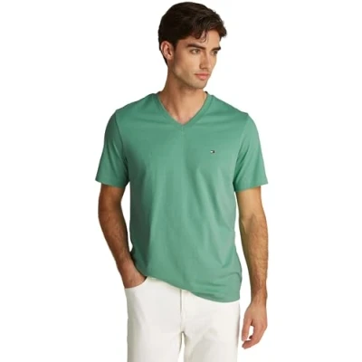 Image of Tommy Hilfiger Essential V NECK TEE Basic Tshirt, Men&#039;s, Size: XL, Fort green