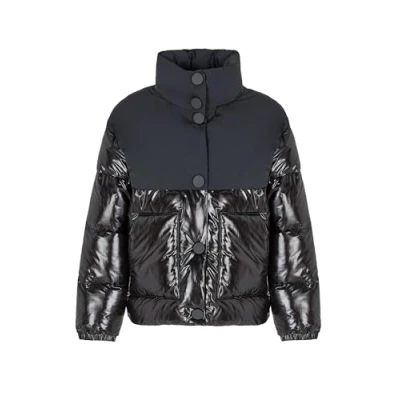 Image of Armani Exchange Women&#039;s The Notorius Frank, Crinkle Nylon Insert Blouson Jacket, black, XL