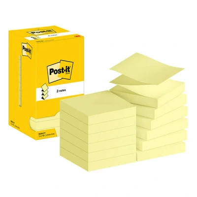 Image of 3M Post It R330Y Z Notes 76x76mm Fold Yellow (Pack of 12), (R330 CY)