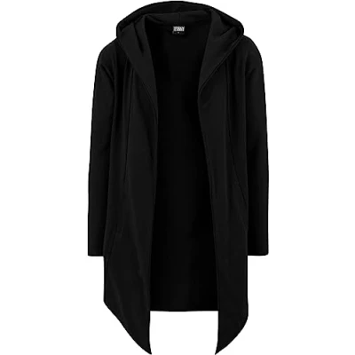 Image of Urban Classics LONG Hooded OPEN EDGE Zipup sweatshirt, Men&#039;s, Size: Large, Black