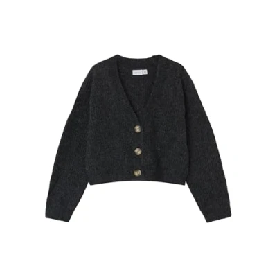 Image of Name it Nkfholly BOXY Short Cardigan for kids, Size: 13 14y, Dark grey melange
