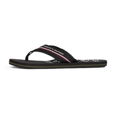 Image of Tommy Hilfiger Beach Tbar sandals, Men&#039;s, Size: 11, Black Polyester