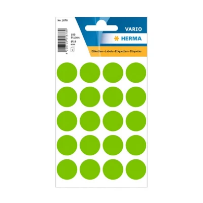 Image of Herma Multi Purpose Circular Labels, 8 mm diameter Paper (Pack of 540) 19 rund Papier, 100 Stück, grün grün/matt