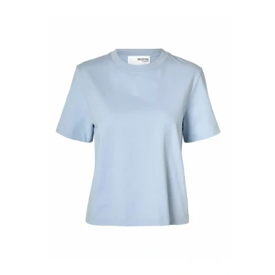 Image of SELECTED FEMME Women&#039;s Slfessential SS Boxy Tee Noos T Shirt, Cashmere Blue, M, M