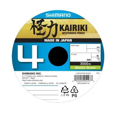 Image of Shimano line Kairiki 4 3000m 0.315mm 29.9kg M Green Braided fishing