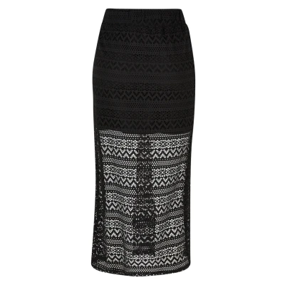 Image of Urban Classics Stretch Crochet Maxi skirt, Women&#039;s, Size: XS, Black