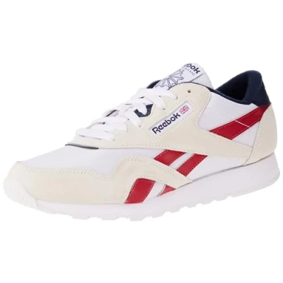 Image of Reebok Classic Trainers, Size: 4.5, Ftwr white flash red vector navy Nylon