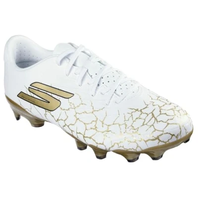Image of Skechers Performance SKX 1.5 Academy FG Moulded stud football boots, Men&#039;s, Size: 7, White/gold Synthetics