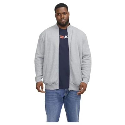 Image of Jack &amp; Jones Epaulos Zipup sweatshirt, Men&#039;s, Size: 4XL, Light grey