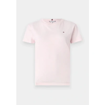 Image of Tommy Hilfiger SLUB Basic Tshirt, Women&#039;s, Size: Large, Light pink