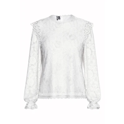Image of Pieces Pcolline Blouse, Women&#039;s, Size: Large, Cloud dancer