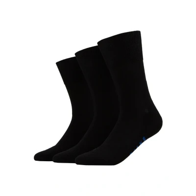 Image of Falke RUN 3PACK Unisex Anatomical Plush SOLE Socks, Size: 6 7.5, Black